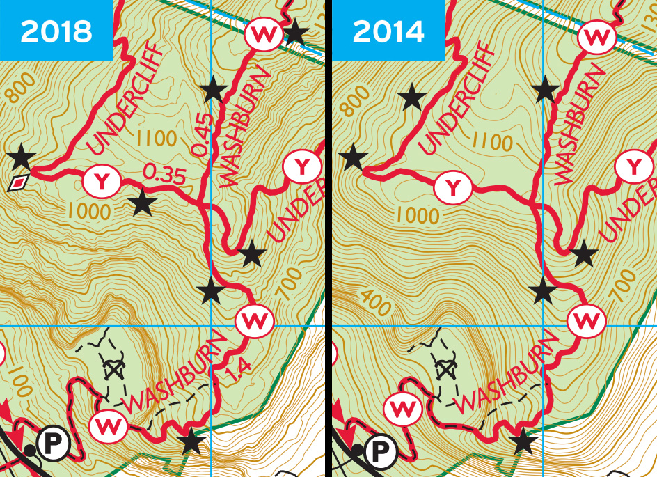 East Hudson Trails Map 2018: Side by side comparison