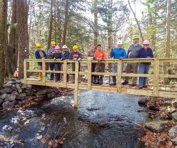 West Jersey Trail Crew works on the Two Brooks Trail in the Pequannock Watershed. Photo by David Day.