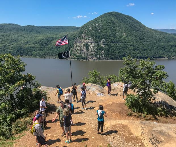 Hikers at the Flagpole on Breakneck Ridge. Phoot by Richard Zayas.