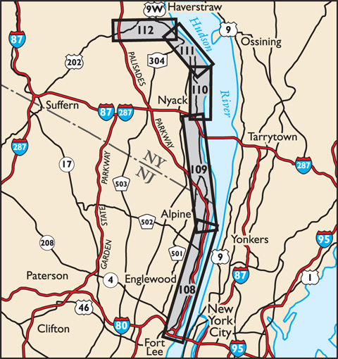 Hudson Palisades Trails map set coverage area